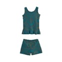 Teal Green Spirals Kids  Boyleg Swimsuit View1