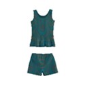 Teal Green Spirals Kids  Boyleg Swimsuit View2