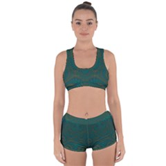 Teal Green Spirals Racerback Boyleg Bikini Set by SpinnyChairDesigns