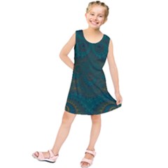 Teal Green Spirals Kids  Tunic Dress by SpinnyChairDesigns