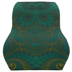 Teal Green Spirals Car Seat Back Cushion  by SpinnyChairDesigns