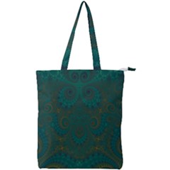 Teal Green Spirals Double Zip Up Tote Bag by SpinnyChairDesigns