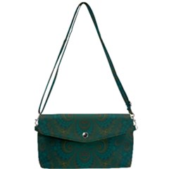 Teal Green Spirals Removable Strap Clutch Bag by SpinnyChairDesigns