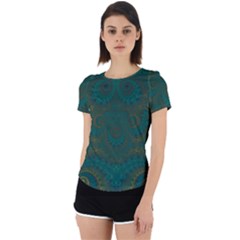 Teal Green Spirals Back Cut Out Sport Tee by SpinnyChairDesigns