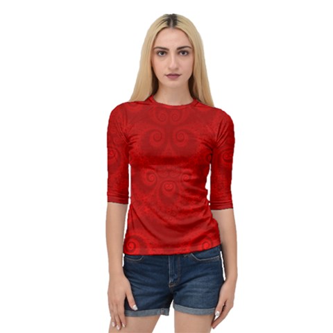 Red Spirals Quarter Sleeve Raglan Tee by SpinnyChairDesigns