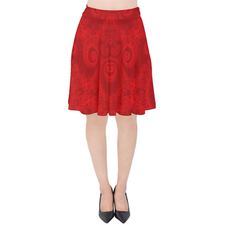 Red Spirals Velvet High Waist Skirt