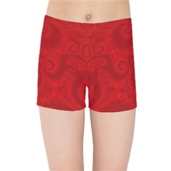 Red Spirals Kids  Sports Shorts by SpinnyChairDesigns