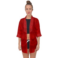 Red Spirals Open Front Chiffon Kimono by SpinnyChairDesigns