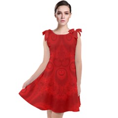 Red Spirals Tie Up Tunic Dress by SpinnyChairDesigns