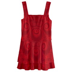 Red Spirals Kids  Layered Skirt Swimsuit by SpinnyChairDesigns