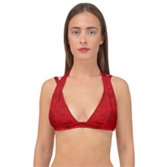 Red Spirals Double Strap Halter Bikini Top by SpinnyChairDesigns