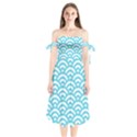 Waves Shoulder Tie Bardot Midi Dress View1