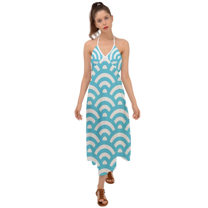 Waves Halter Tie Back Dress 