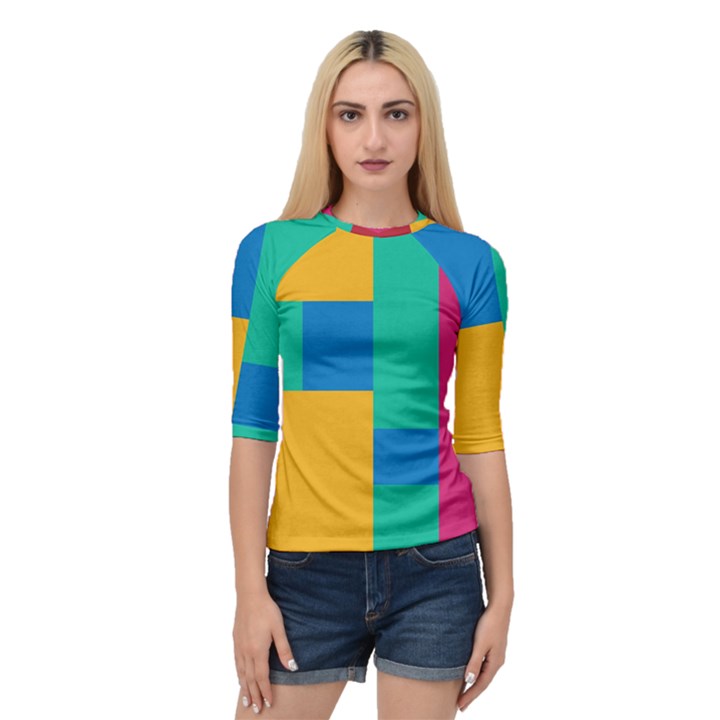 Squares  Quarter Sleeve Raglan Tee