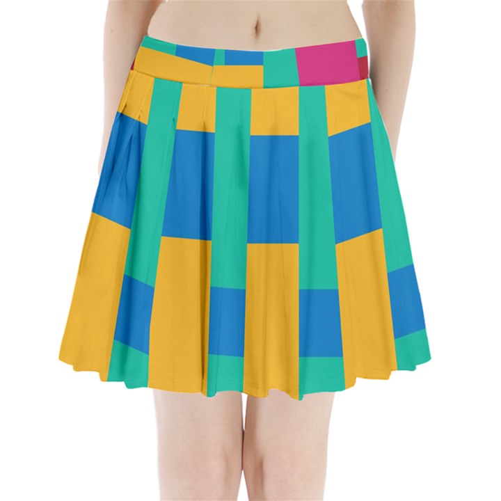 Squares  Pleated Mini Skirt