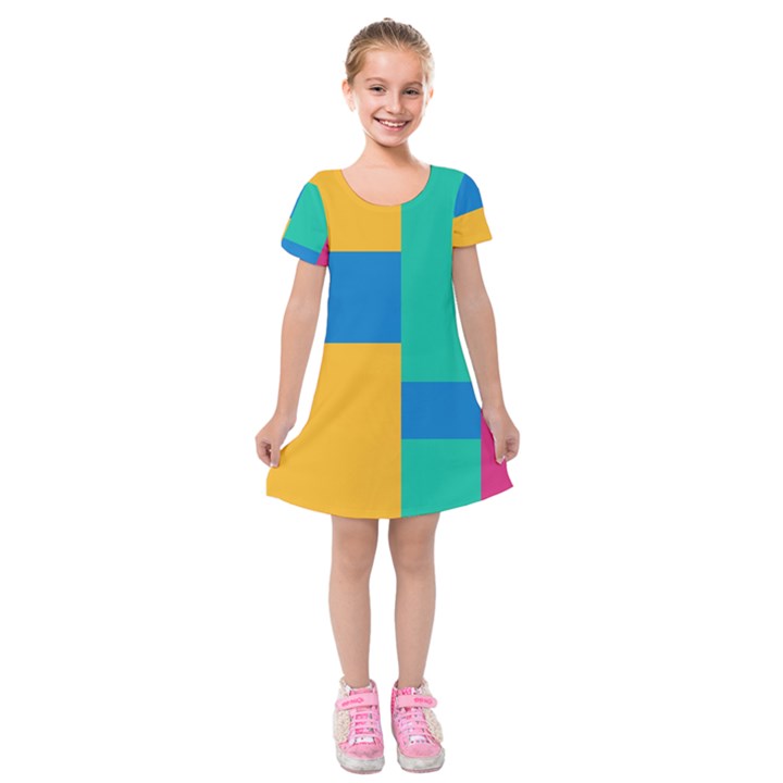 Squares  Kids  Short Sleeve Velvet Dress