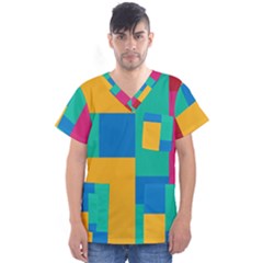 Squares  Men s V-neck Scrub Top