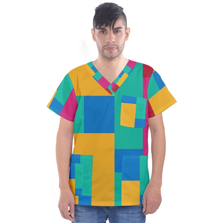 Squares  Men s V-Neck Scrub Top