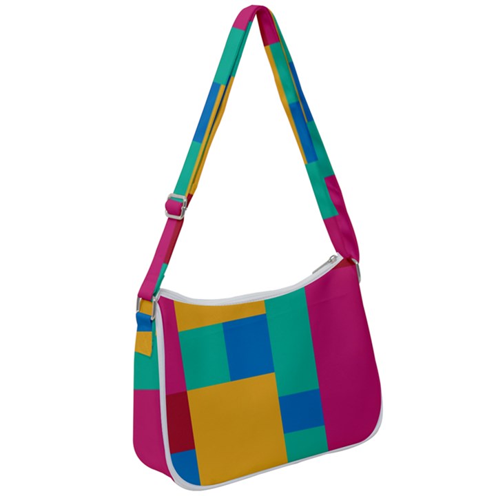 Squares  Zip Up Shoulder Bag