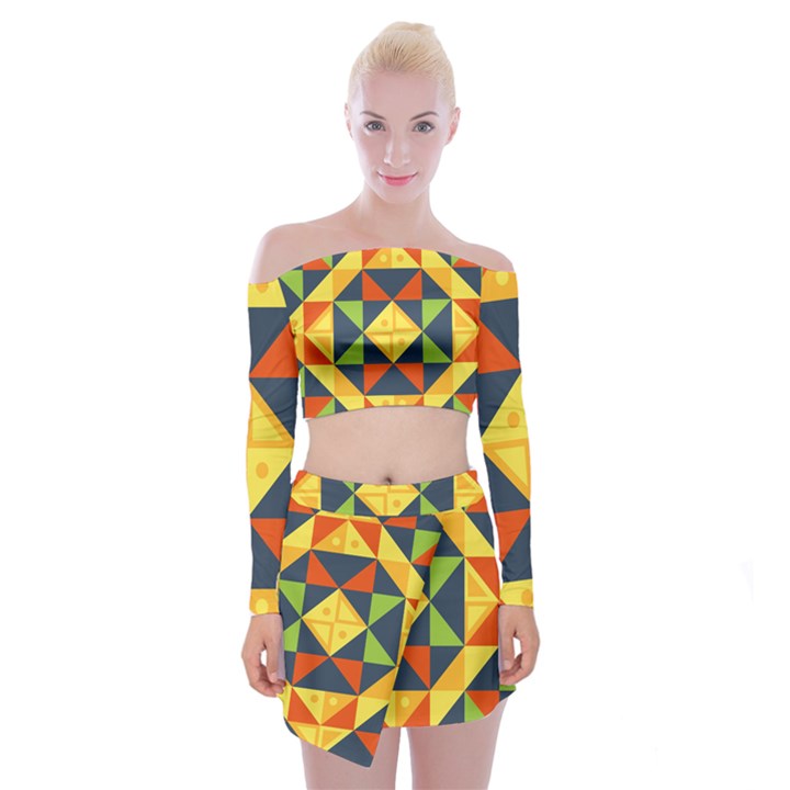 Africa  Off Shoulder Top with Mini Skirt Set