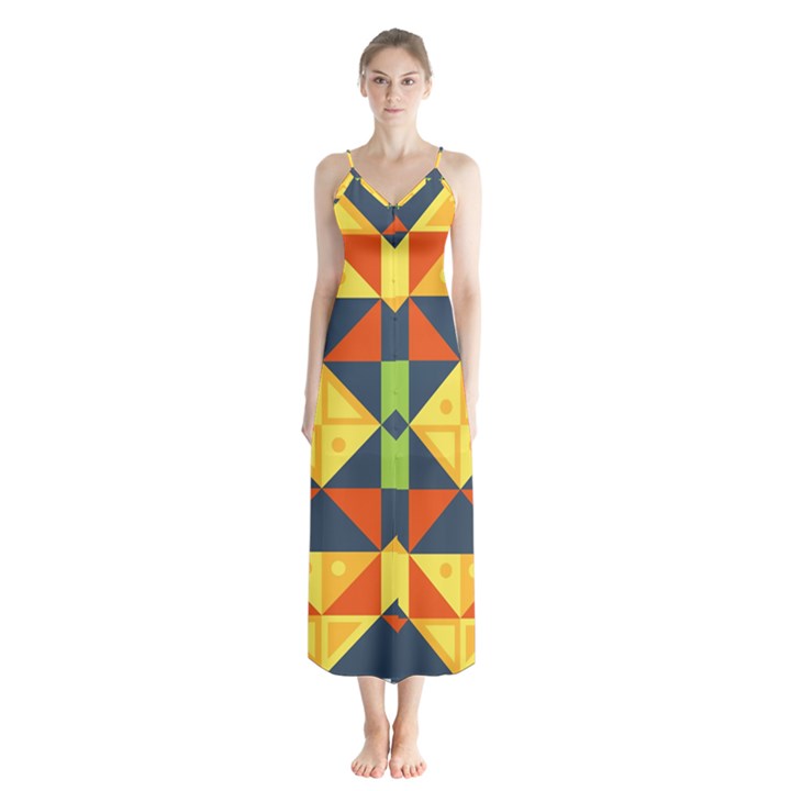 Africa  Button Up Chiffon Maxi Dress