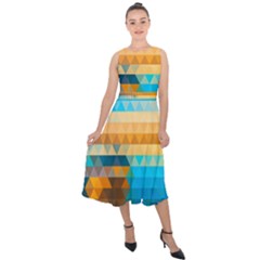 Mosaic  Midi Tie-back Chiffon Dress by Sobalvarro