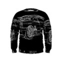 6-white-line-black-background-classic-car-original-handmade-drawing-pablo-franchi Kids  Sweatshirt View1