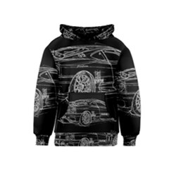 6-white-line-black-background-classic-car-original-handmade-drawing-pablo-franchi Kids  Pullover Hoodie by blackdaisy