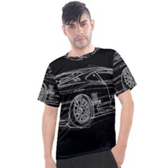 6-white-line-black-background-classic-car-original-handmade-drawing-pablo-franchi Men s Sport Top