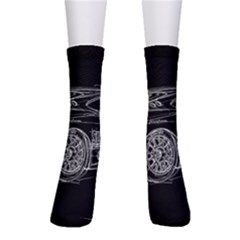 6-white-line-black-background-classic-car-original-handmade-drawing-pablo-franchi Men s Crew Socks by blackdaisy