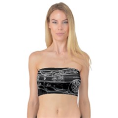 6-white-line-black-background-classic-car-original-handmade-drawing-pablo-franchi Bandeau Top by blackdaisy