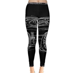 6-white-line-black-background-classic-car-original-handmade-drawing-pablo-franchi Inside Out Leggings by blackdaisy