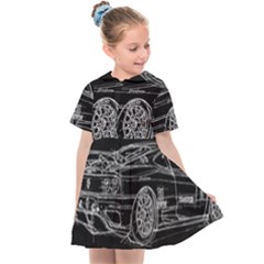 6-white-line-black-background-classic-car-original-handmade-drawing-pablo-franchi Kids  Sailor Dress by blackdaisy