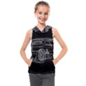 6-white-line-black-background-classic-car-original-handmade-drawing-pablo-franchi Kids  Sleeveless Hoodie View1