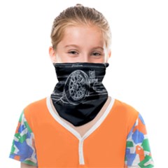 6-white-line-black-background-classic-car-original-handmade-drawing-pablo-franchi Face Covering Bandana (kids) by blackdaisy