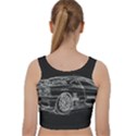 6-white-line-black-background-classic-car-original-handmade-drawing-pablo-franchi Velvet Racer Back Crop Top View2