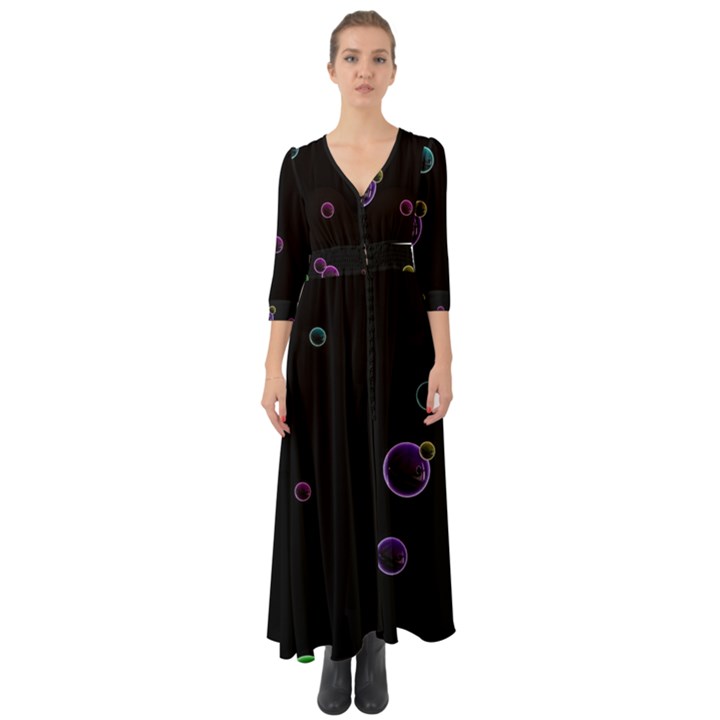 Bubble in dark Button Up Boho Maxi Dress