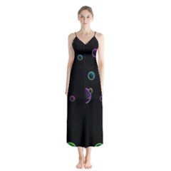 Bubble In Dark Button Up Chiffon Maxi Dress by Sabelacarlos