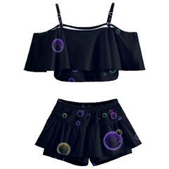 Bubble In Dark Kids  Off Shoulder Skirt Bikini by Sabelacarlos