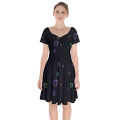 Bubble In Dark Short Sleeve Bardot Dress by Sabelacarlos