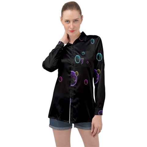 Bubble In Dark Long Sleeve Satin Shirt by Sabelacarlos