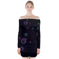 Bubble In Dark Long Sleeve Off Shoulder Dress by Sabelacarlos