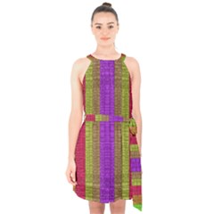 Colors Of A Rainbow Halter Collar Waist Tie Chiffon Dress by pepitasart