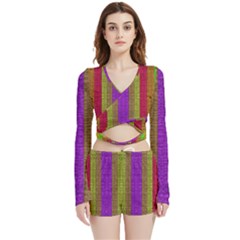 Colors Of A Rainbow Velvet Wrap Crop Top by pepitasart