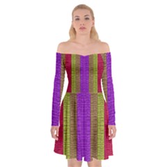 Colors Of A Rainbow Off Shoulder Skater Dress by pepitasart