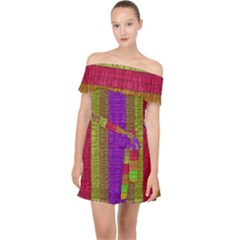 Colors Of A Rainbow Off Shoulder Chiffon Dress