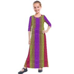 Colors Of A Rainbow Kids  Quarter Sleeve Maxi Dress by pepitasart