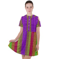 Colors Of A Rainbow Short Sleeve Shoulder Cut Out Dress  by pepitasart