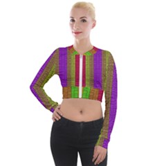 Colors Of A Rainbow Long Sleeve Cropped Velvet Jacket by pepitasart