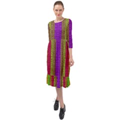 Colors Of A Rainbow Ruffle End Midi Chiffon Dress by pepitasart